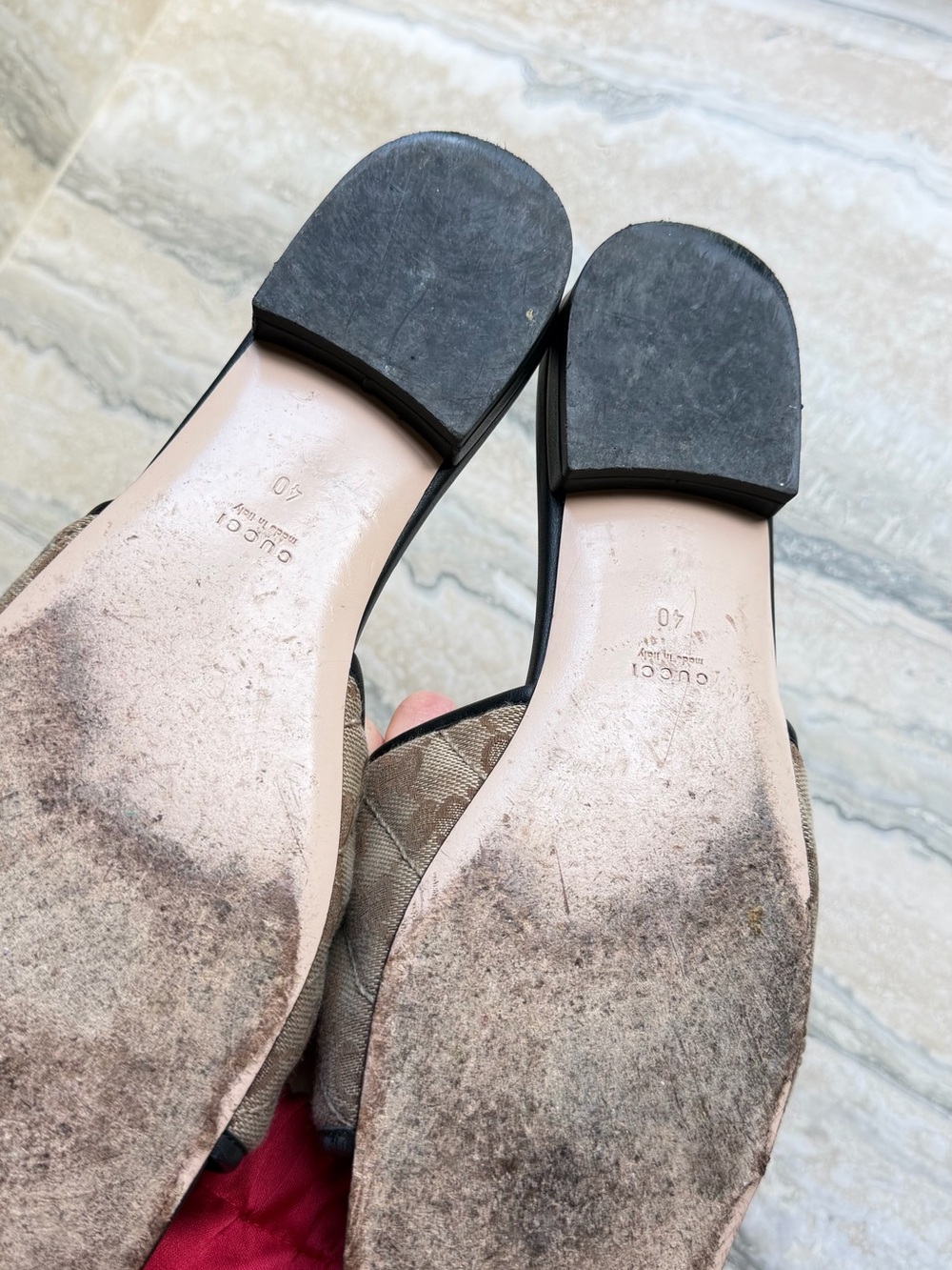 Gucci Brown GG Canvas Slide Mules with Gold Double G - Picture 3 of 7